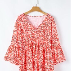 Floral Red Women's Top